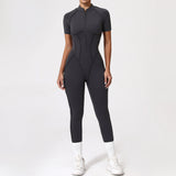 With Zipper Hollow Back Yoga Jumpsuit Sportswear Women Gym Clothes Running Fitness Yoga Backless Bodysuit