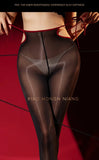 Lace-Up Pantyhose Sexy Silky Aurora Purple Black Sheer Shiny With High Waist Design Ultra Thin Silky Pantyhose For Women 9HU9