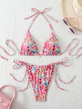 Triangle Halter Thong Bikinis 2026 Women Sexy Printed Swimsuit Floral String Swimwear Female Bathers Bathing Swimming Swim Suit
