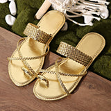 Fashion Gold Clip Toe Sandals Women Summer Flat Heels Beach Flip Flops Woman Plus Size 43 Lightweight Outdoor Slippers