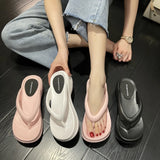 Thick Sole Wedges Flip Flops For Women 2025 Summer Clip  Platform Sandals Woman Non-slip Beach Slippers Girls Outdoor Slides