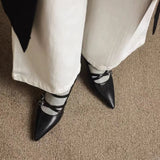 2026 Metal Buckle Hollow Sandals Office girl Pointed  Thin Heel Patent Leather Fashion Single Shoe 35-42 Big Size Women Shoes