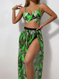 3 Pieces Strappy Bikini 2026 Women Push Up Swimsuit Sexy Swimwear Female With Beach Dress Bathers Bathing Swimming Swim Suit