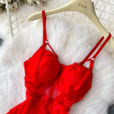 MOYISU Women's Sexy Summer Bodysuit Halter See Through Mesh Lingerie Push Up Pads Euro Style Boho Chic Shapewear Hot Item AU Hot
