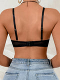 Black lace patchwork lingerie with European and American fashion style thin steel ring women's underwear sexy Lingerie MR3617