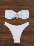 DEKA Gold Shiny Bandeau Bikini Set 2025 Women Sequin Front Ring Push Up Micro Swimsuit Summer Bathing Suit Thong Swimwear Biquin