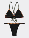 ZTVitality Stitch Detail Contrast Binding Bikini Set 2026 New Biquini Sexy Push Up Swimsuit Women's Swimwear Summer Bathing Suit