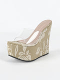 Summer Bohemia Vacation Flower Embroidery Platform Sandals Women Wedges Mules Shoes Super High Heels Outdoor Slides Sandals