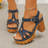 Ankle Buckle Thick High Heels Sandals Women Summer Plus Size Platform Rome Sandals Woman 2026 Super High Heeled Sandalias Mujer