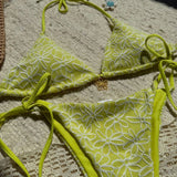 Sexy Mesh Flower Bikinis Sets Women Hot Pink Halter Push Up Bra Tie Side Swimsuit 2026 Beach Bathing Suit Holiday Micro Swimwear