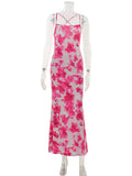 Ahagaga Fashion Women's Maxi Dresses 2026 Summer New Sexy Backless Print Dress Strap Sleeveless Party Beach Bodycon Elegant Cute