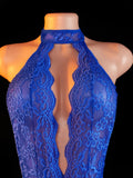 Adult Deep V-neck Hanging Neck Lace Flower Print Lingerie Solid Color Knitted Sexy Backless Underwear Women's Jumpsuit Clothing