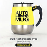 New Self Stirring Coffee Mug USB Rechargeable Stainless Steel Auto Mixing Blender Cup for Home Office Christmas Birthday Gift