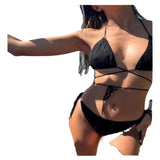 Women's Sexy Beach Bath Sunbathing Rope Two Piece Bikini Swimsuit Sexy Swimsuit Halter Neck Triangle Top String Bikini Set