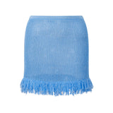 Summer Women's Knit Mini Skirt Solid Color Plush Tassel Trim Pencil Skirts Going Out Bohemian Beach Sexy Skirts