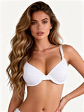 White Swim Fabric Underwire Bra for Women Plus Size Lightly Padded Adjustable Straps 4 Hook Closure Everyday Bra