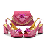 doershow New Italian Shoe and Bag Set New 2024 Women Shoes and Bag Set In Italy SKY BLUE Italian Shoes with Matching Bag HCV1-2