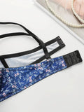 Women's Sexy Printed Lace Edge Bra Set With Steel Ring Gathering Push Up Daily Close Fitting Underwear Set B6016