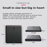 For Toshiba A5 Series Small Black Portable Hard Drive, High-Speed Gen1, 500GB/1TB/2TB/4TB, Compatible With Mac for Data Storage