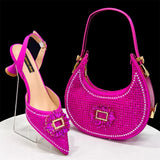 doershow Italian Shoes And Bag Sets For Evening Party With Stones Italian Leather Handbags Match Bags!  HFG1-21