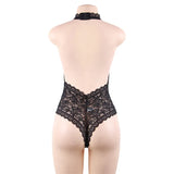 Black Mesh Lace Long Split Nightgown for Women Wild See Through Deep V Open Back Sleepwear Dress with Thong