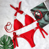New Halter Bling Diamond Brazilian Bikini Female Swimsuit Women Swimwear Two-Pieces Bikini Set Bather Bathing Suit Swim V2340