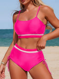 2026 Drawstring Strappy Bikinis Padded Swimsuit Women High Waist Swimwear Female Bathers Bathing Swimming Swim Suit Beachwear