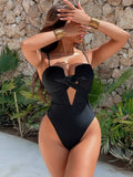 DEAK Sexy Yellow Hollowed Out One Piece Swimsuit For Women Cross Swimwear Female Drawstring Bodysuit Bathing Suit Beachwear