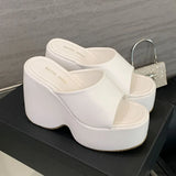2025 Vintge Denim Blue Summer Chunky Platform Sandals Women Slides Chunky High Heels Wedges Shoes Mules Outdoor Slipper