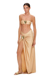 2025 New Sexy Tube Top Bikini set and Skirt Swimwear Women Metal Decoration Bodysuit Lace-up Bathing Suit Beachwear Biquini
