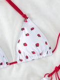 Sexy Women Cute Strawberry Print Halter String Micro Bikini Sets Two Pieces Swimsuit Swimwear Bathing Suit Beach Outfits Biquini
