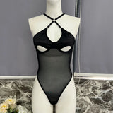 European and American style sexy women's hollow-out tight pants, backless one-piece underwear, bodysuit, gloves not included