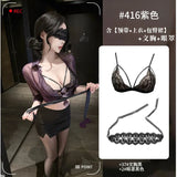 Translucent Purple Shirt Paired With A Skirt Set Secretary Sexy For Women Alluring And Pure Desire Dress Nightclub Style 89JL