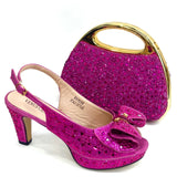 Doershow High Quality African Style Ladies Shoes And Bags Set Latest green Italian Shoes And Bag Set For Party  HA1-1