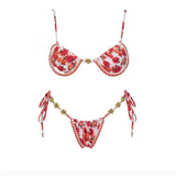 Floral 3Pcs Bikinis Sexy Women Swimsuits Female Push Up Swimwear Micro Bikini Set Bathingsuit Swim Suit Beachwear Print Biquini
