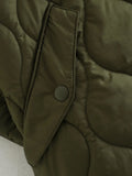 Quilted Argyle Coat Cape Rainproof Jacket Women Winter Jacket Army Green Casual Padded Loose Parkas Oversize Turtleneck Coat