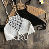 6 Colors Crochet Knitted Halter Bikini Top Female Swimsuit Women Swimwear Bather Bathing Suit Swim Hollow Out Beach Top V4192