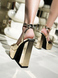 NASBAVI Square Toe Women Patent Thick Platform Sandals High Chunky Heels Ankle Straps Summer Leopard Shoes Custom Colors