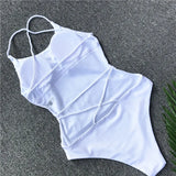 Criss Cross Backless Women Swimwear One Piece Swimsuit Female Monokini High Cut Leg Bather Bathing Suit Swim Beach Wear Lady
