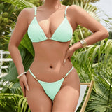 7 Colors New Wrinkled Crinkled Bikini Female Swimsuit Women Swimwear Two-Pieces Bikini Set Padded Bather Bathing Suit Swim V6813