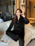 Autumn and winter new gold velvet pajamas V-neck Korean velvet sweet and sexy lace home clothes