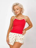 Sexy Heart Print Camisole Pajama Set for Women – Summer 2-Piece Cotton Sleepwear Loungewear