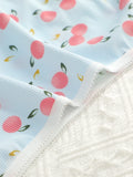 3Pcs Women Ribbed Briefs Cute Peach Plaid Print Panties Contrast White Trim Stretchy Soft Breathable Daily Underwear Set C898