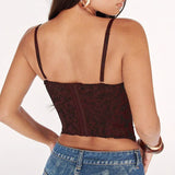 Lace Fishbone Crop Top Hot Girl Slim Fit Tank Top Sexy Body Shaping Backless Backless Deep V Suspenders Sleeveless Top 2RZV