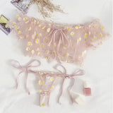 Toucheart Sexy Underwear Lace Lingerie Set For Women Off-Shoulder Small Chest Bralette+Thong Beachwear Transparent Bra Set New