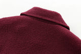 Foridol Autumn Winter Thick Burgundy Coat Jacket Women Zip Closure Turn Down Collar Short Jacket Veste Casual Angola Red Coat