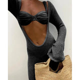 3 Pieces Women's Sexy Bikini Set 2025 New Swimwear Long Dress Cover up Female Beachwear Bathing Suit Summer Swimming Outfit