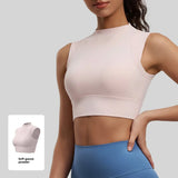Women's Yoga Tank Top Highly Stretchy, Slightly High-Neck Sports Bra with Built-In Cups Lifts and Shapes The Bust Sexy Fitness