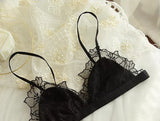 MOYISU French Style Sexy Embroidered Lace Bra Set - No Underwire Triangle Cup Small Breasts Underwear for Big Breasts Women