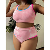 0XL - 4XL New Tie Dye Bikini Large Size Swimwear Plus Size Women Swimsuit Female Two-pieces Bikini set Bather Bathing Suit V5948